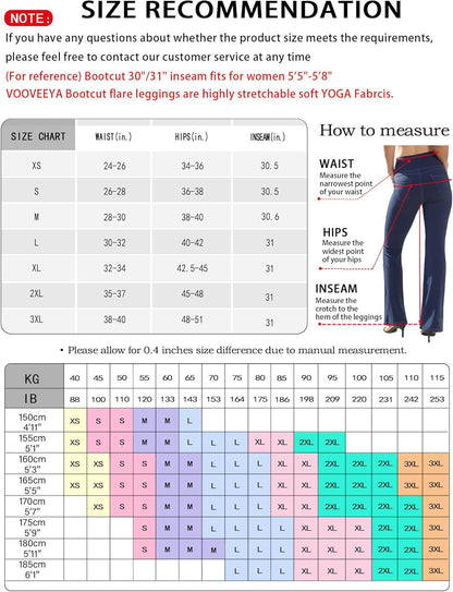 VOOVEEYA Lässige Bootcut Yoga-Hose für Damen, 4 Taschen – Schlagleggings, High Waist, Bauchkontrolle, Bootleg-Arbeitshose