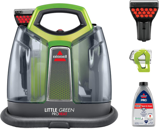 BISSELL Little Green Proheat Portable Deep Cleaner/Spot Cleaner and Car/Auto Detailers with Self-Cleaning HydroRinse Tool for Carpet and Upholstery, 2513E