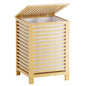 SMIBUY Double Laundry Hamper with Lid, 120L Bamboo Laundry Basket with Removable Liner Bag, 2-Section Clothes Divider Laundry Sorter for Laundry Room, Bathroom, Bedroom (Pink)