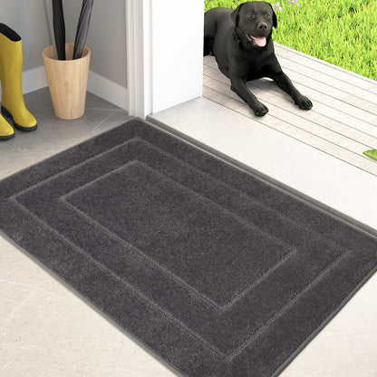 PURRUGS Dirt Trapping Door Mat 32" x 70", Non-Slip/Skid Machine Washable Entryway Rug, Dog Doormat, Super Absorbent Welcome Mat for Muddy Wet Shoes and Paws, Grayish Brown