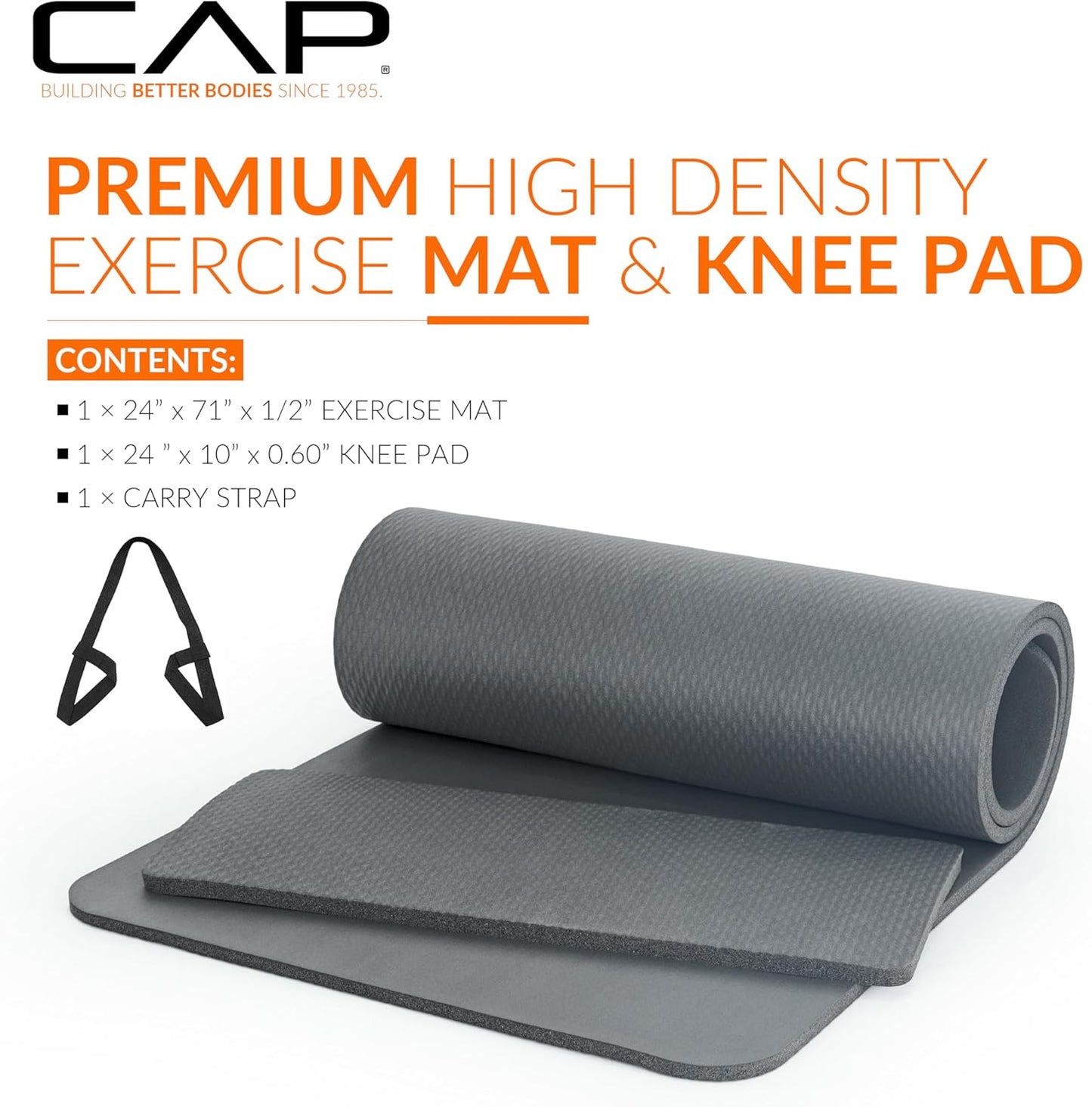 CAP Barbell Yogamatte mit hoher Dichte, 1,27 cm, mit Tragegurt | Mehrere Optionen