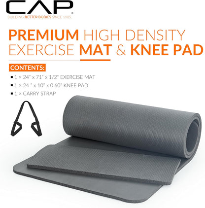 CAP Barbell Yogamatte mit hoher Dichte, 1,27 cm, mit Tragegurt | Mehrere Optionen
