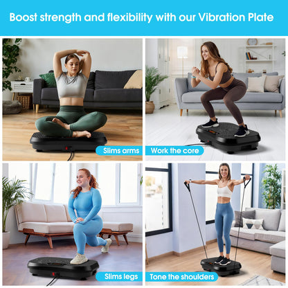 SoftGym Waver Vibration Plate Exercise Machine for Lymphatic Drainage Weight Loss,120 Speed Levels Vibrating Platform with Resistance Bands,Full-Body Workout Equipment for Muscle Activation
