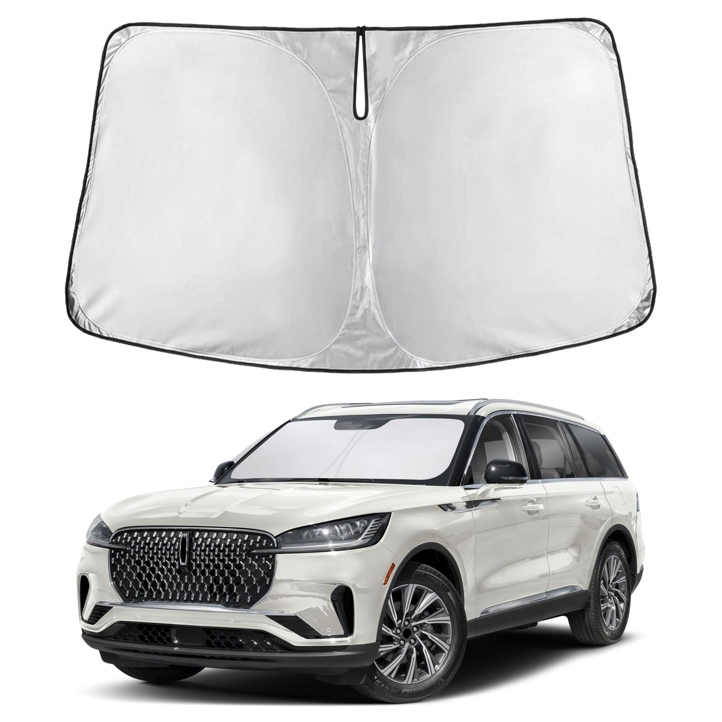 EcoNour Car Windshield Sunshade | Blocks 99% Heat & Keeps Interior Cool | Universal Fits Cars, SUVs, Trucks | Automotive Sun Screen, Visor & Car Accessories for Summer | Medium (64x32 Inches)