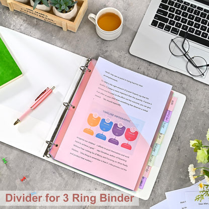 Bulk 24 Packs 8-Tab Binder Dividers with 2 Pockets, 192 Counts Binder Dividers Index for 3 Ring Binders, 8 Pastel Colors, US Letter Size (24)