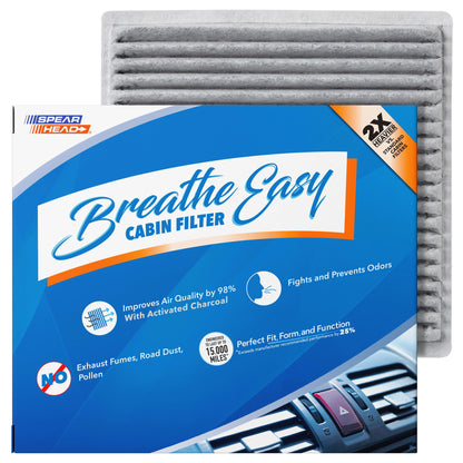Spearhead Odor Defense Breathe Easy AC & Heater Cabin Filter | Fits Select 2016-2025 Toyota, Lexus, Subaru, 2016-2023 CX-9 Like OEM | Up to 25% Longer Lasting w/Activated Carbon (BE-157)