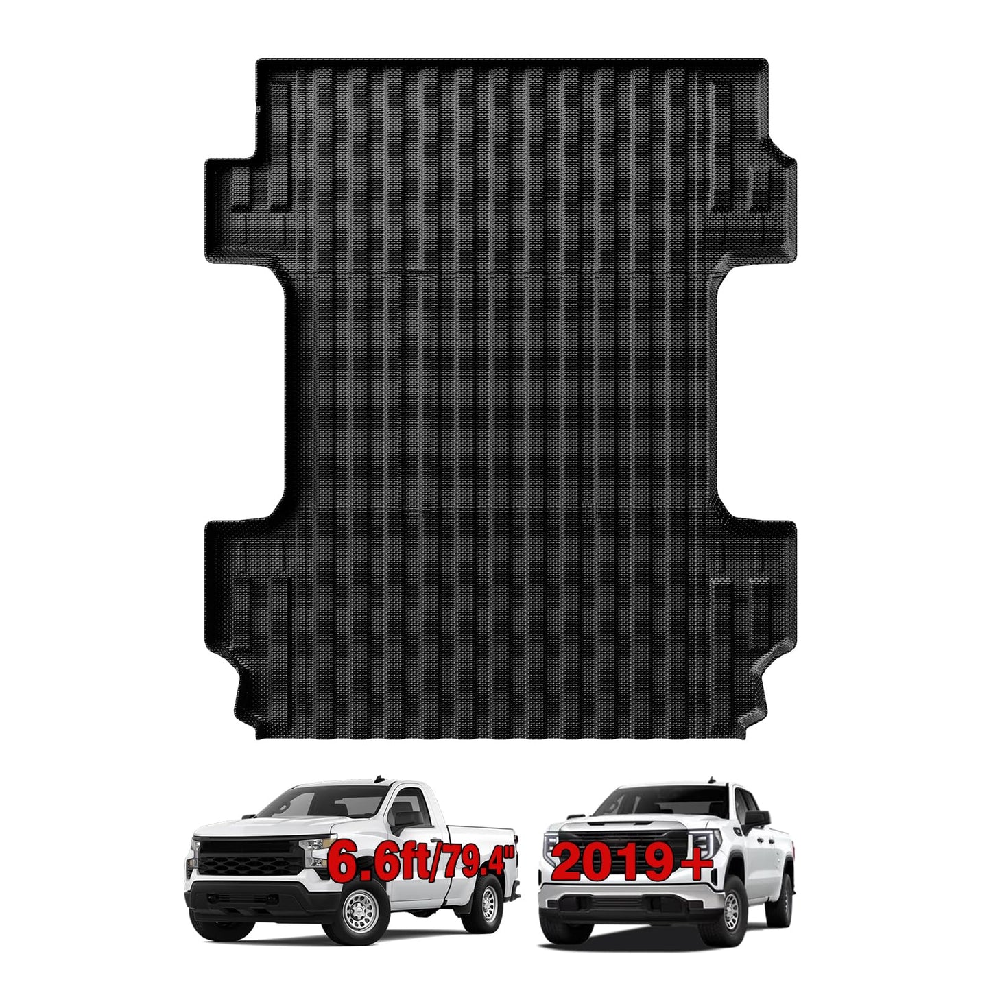 TripleAliners Truck Mat Compatible with 2019-2026 Chevy Silverado 1500 / GMC Sierra 1500 6.6FT Accessories, Truck Bed Mat Heavy Duty Custom Fit All Weather Protection TPE Pickup Liner, Standard Bed