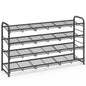 SONGMICS Stackable Shoe Rack, 4 Tier Metal Shoes Rack Storage Shelf, Holds up to 16 Pairs Shoes, Adjustable Slanted Shelves Tower Organizer for Closet Entryway Small Spaces, Bronze
