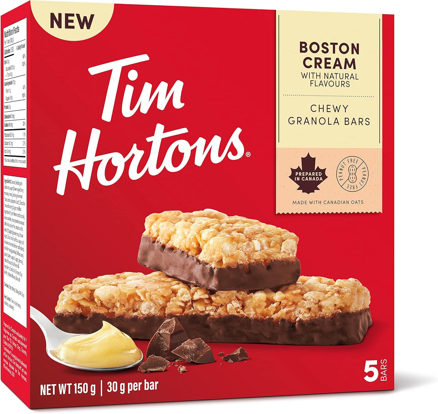 Tim Hortons Salted Caramel Granola Bars, Peanut Free, 5 Count, Imported from Canada)