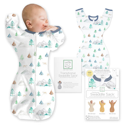 SwaddleDesigns Swaddle Sack with Arms Up Half-Length Sleeves and Mitten Cuffs,