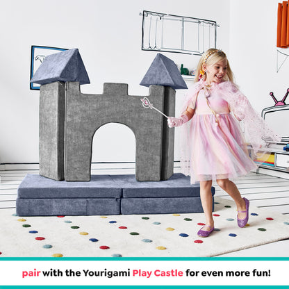 Yourigami Kids and Toddler Play Gym, Playroom Couch Set, Durable Modular Design, Green Meadows