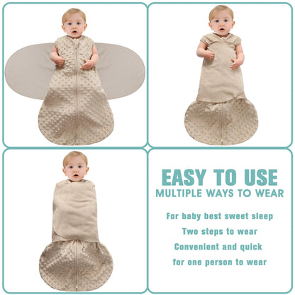 BSTOPPT Fleece Newborn Sleep Sack Baby Swaddle,3-Way Adjustable Wearable Blanket,2 Pack Fleece Swaddling sleeping bag TOG 2.0， (Blue&Green, 0-3 Months)