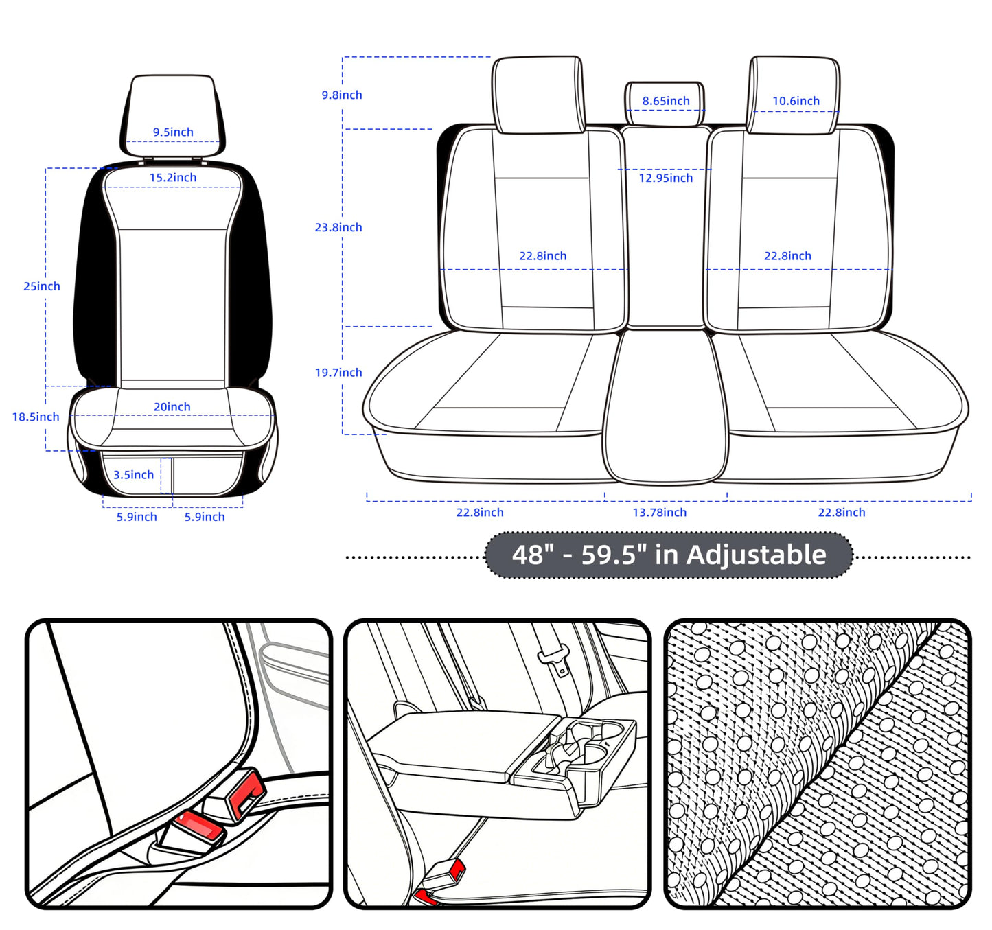 Elantrip 2PCs Front Car Seat Covers Leather Water Proof Seat Protector Universal fit for Most Cars SUVs and Trucks Black