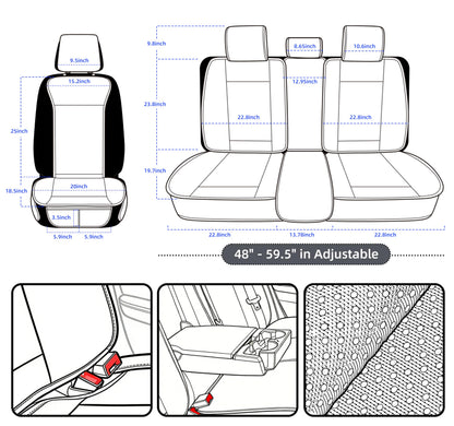 Elantrip 2PCs Front Car Seat Covers Leather Water Proof Seat Protector Universal fit for Most Cars SUVs and Trucks Black