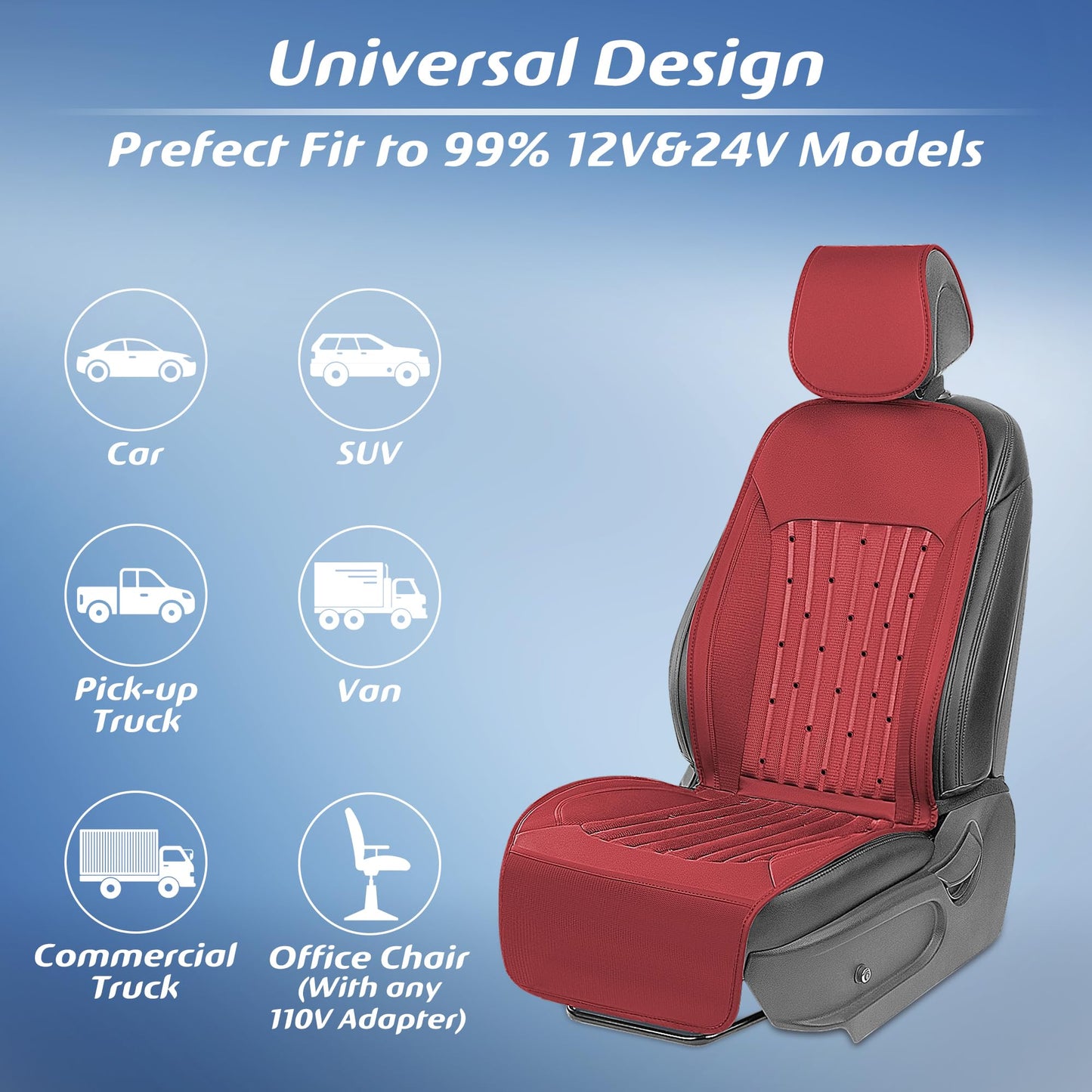 Paffenery 2026 Upgraded Cooling Car Seat Cover Front Seat, 12V-24V Ventilated Cooling Car Seat Cushion, Cooled Seat Cover for Car SUV Truck Universal Fit, Classic Black