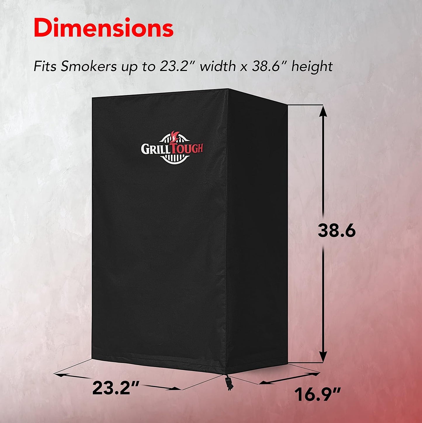 GrillTough Heavy Duty Grillabdeckung für Außengrill, 147 cm – wasserdicht, wetterbeständig, UV- & lichtbeständig mit Befestigungsriemen – Gasgrill Abdeckung für Weber, Genesis, Charbroil etc. Schwarz
