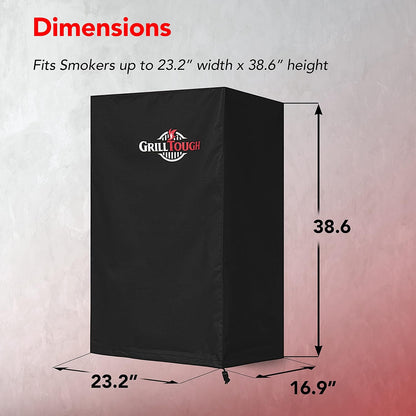 GrillTough Heavy Duty Grillabdeckung für Außengrill, 147 cm – wasserdicht, wetterbeständig, UV- & lichtbeständig mit Befestigungsriemen – Gasgrill Abdeckung für Weber, Genesis, Charbroil etc. Schwarz