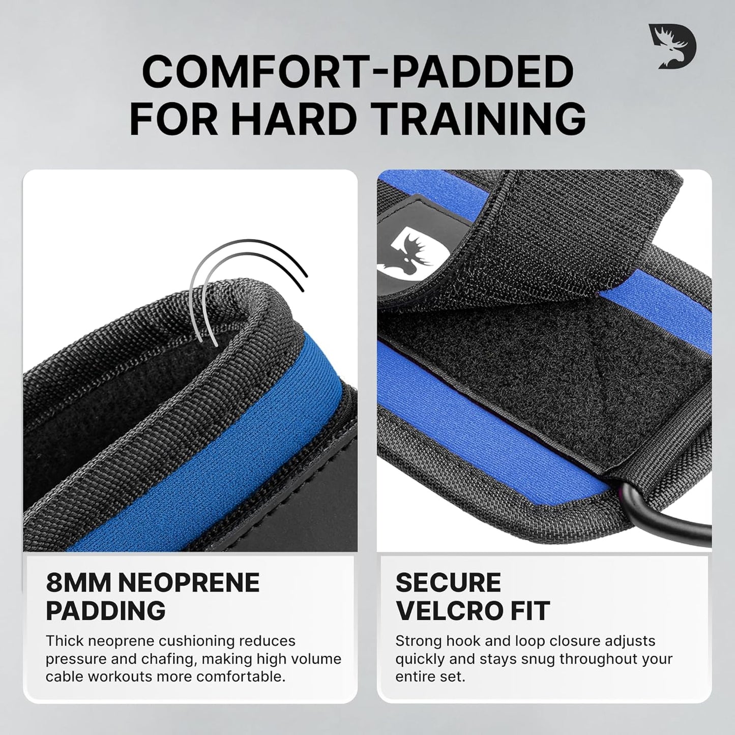 DMoose Ankle Strap for Cable Machine - One Size Fit with Premium Padding, Workout Kickback Ankle Cuffs, Ankle Bands for Working Out, Booty Workouts, Leg Extension, Hip Abductors & Lower Body Exercises