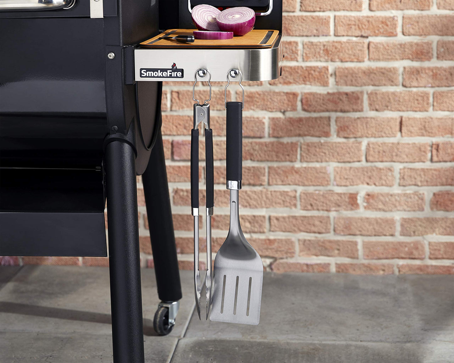 Weber Precision 3‑Piece Grilling Tool Set – Stainless Steel Tongs, Spatula & Silicone Basting Brush with Non‑Slip Handles and Hands‑Free Locking - Grill Accessory Kit