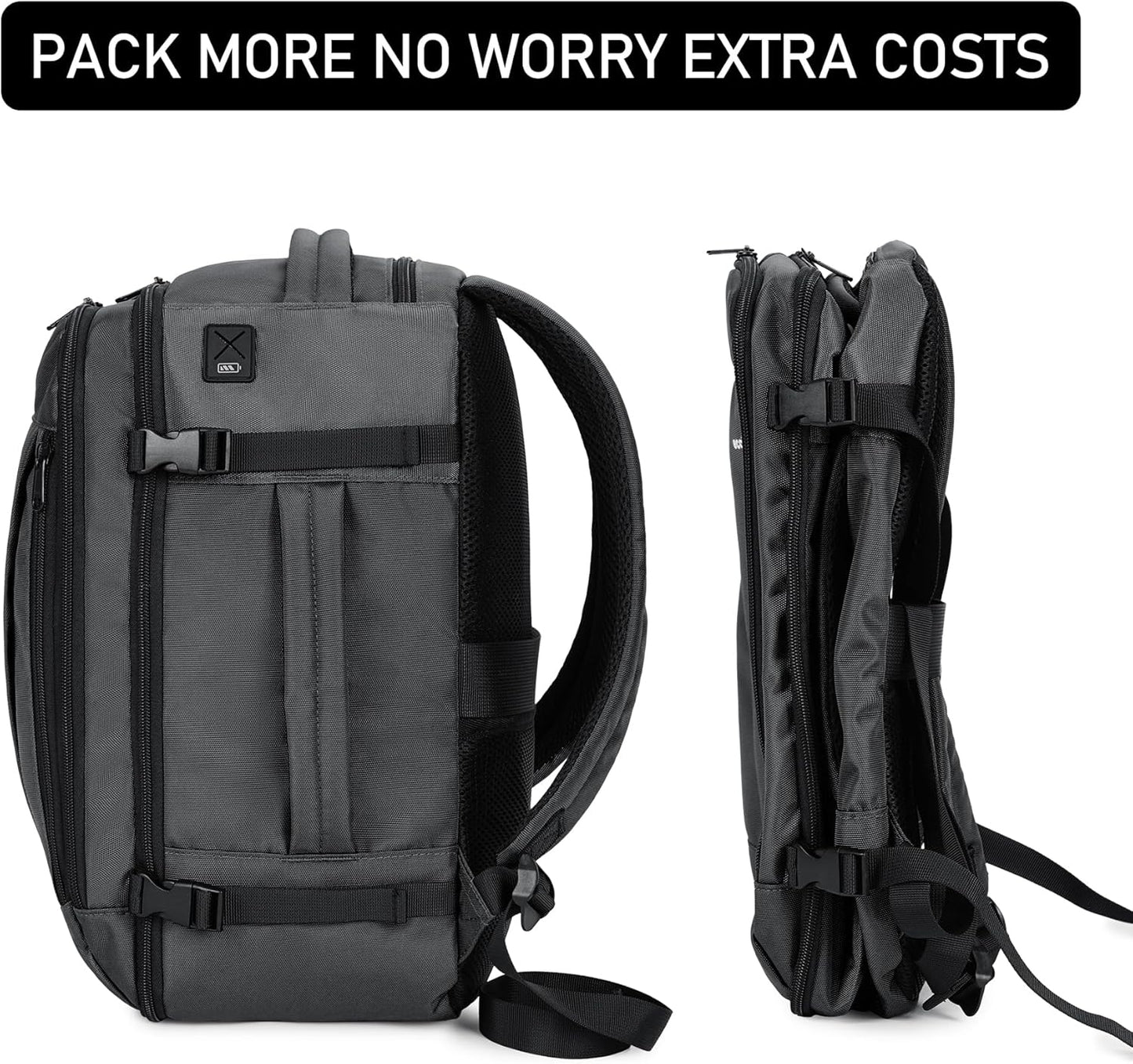 ECOHUB 16'' Reise-Rucksack Handgepäck Unterseat-Rucksack Persönlicher Gegenstand Flugzeug-Reisetasche mit 13 Taschen Handgepäck Flaschenhalter USB-Ladeanschluss Casual Daypack für Frauen Männer Schwarz