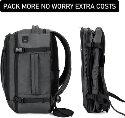 ECOHUB 16'' Reise-Rucksack Handgepäck Unterseat-Rucksack Persönlicher Gegenstand Flugzeug-Reisetasche mit 13 Taschen Handgepäck Flaschenhalter USB-Ladeanschluss Casual Daypack für Frauen Männer Schwarz