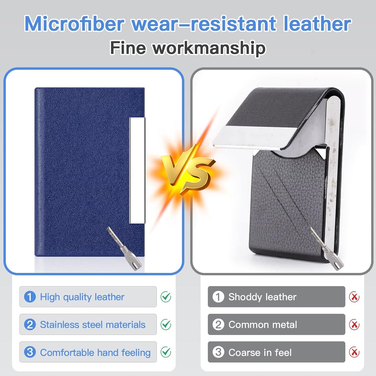 Visitenkartenhalter, Visitenkartenetui Luxuriöses PU-Leder & Edelstahl Multi Kartenetui, Visitenkartenhalter Brieftasche Kreditkarten ID Etui/Halter für Männer & Frauen… (Schwarz)