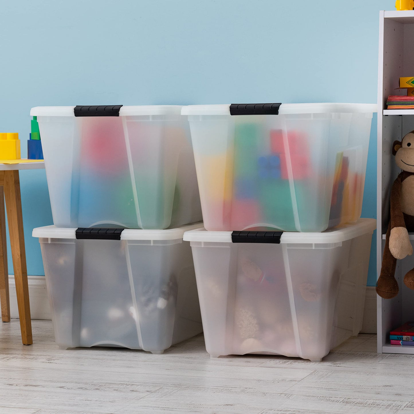IRIS USA 6-Pack Clip Box with Latching Lids, 18 Quart Craft Storage Bins, Art & Writing Supply Containers for Home, Office & Classroom Organization