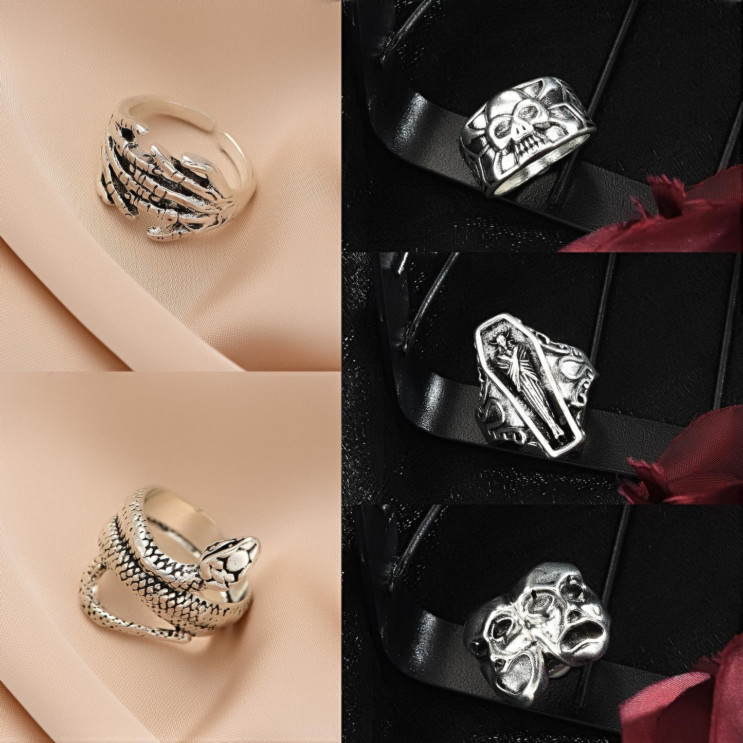 FAXHION 24-60 Pcs Gold Stackable Rings for Women, Knuckle Rings Chunky Gold Ring Set Dainty Stacking Cute Rings, Multiple Sizes Cute Jewelry Set Gift