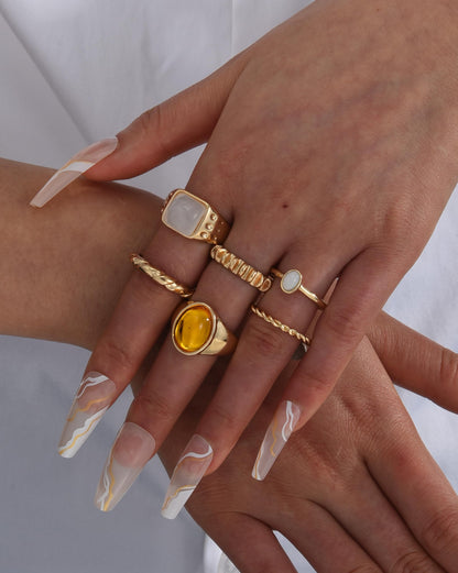 FAXHION 24-60 Pcs Gold Stackable Rings for Women, Knuckle Rings Chunky Gold Ring Set Dainty Stacking Cute Rings, Multiple Sizes Cute Jewelry Set Gift