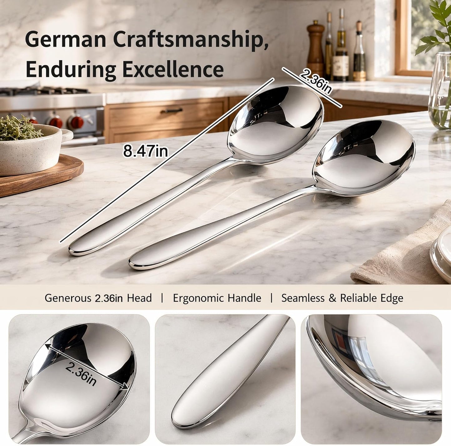 2Pcs Heavy-Duty Large Serving Spoons