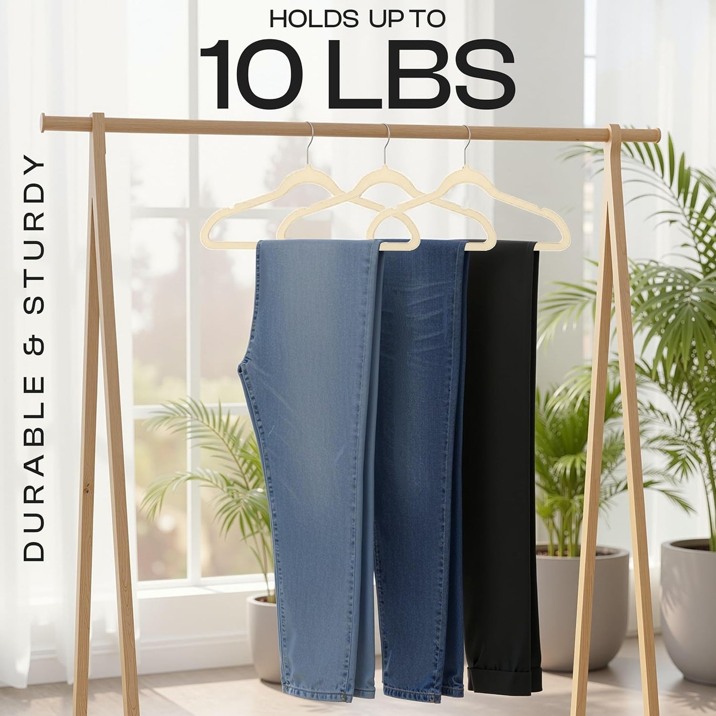 Utopia Home Samtbügel 50er-Pack, strapazierfähig, rutschfest, platzsparend, Filzkleiderbügel mit 360°-Haken & Kerben (Schwarz)