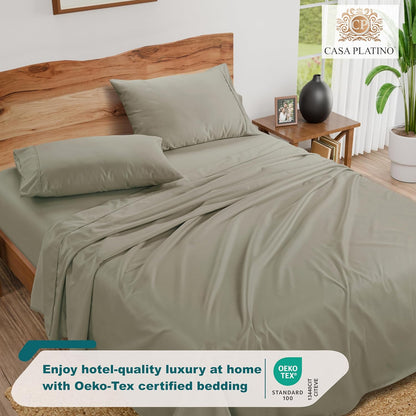 1000 Thread Count Queen Size Bed Sheet Set - Silver, Sateen Weave Luxury Deep Pocket Sheets