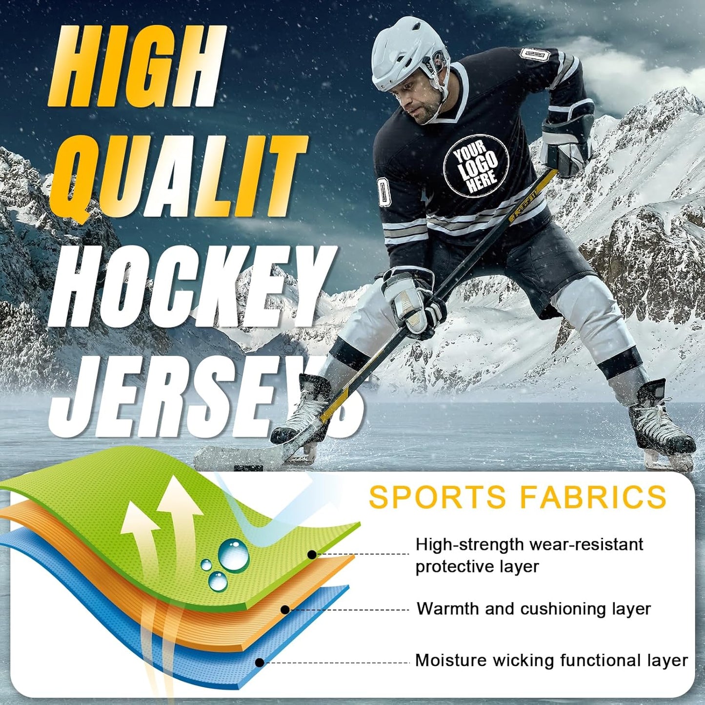 Individuelles Hockeytrikot für Herren/Damen/Kinder/Jugendliche, personalisierbar mit Name/Nummer/Logo, Übergröße Hockey-Shirt