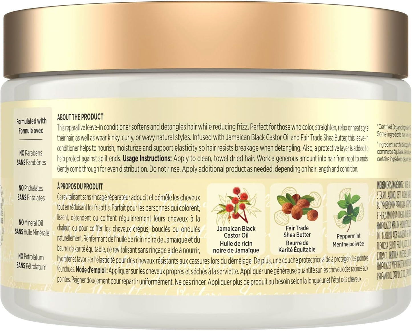 SheaMoisture Jamaican Black Castor Oil Stärke & Aufbau für strapaziertes oder chemisch behandeltes Haar Leave-In Conditioner tierversuchsfreie Haarpflege 340ml
