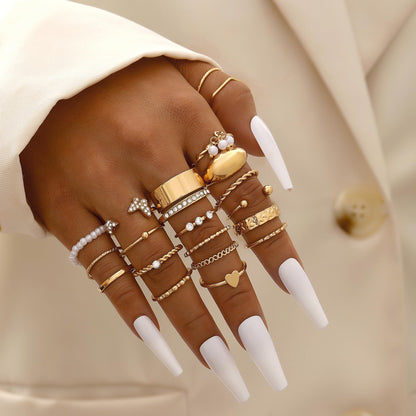 FAXHION 24-60 Pcs Gold Stackable Rings for Women, Knuckle Rings Chunky Gold Ring Set Dainty Stacking Cute Rings, Multiple Sizes Cute Jewelry Set Gift