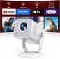 【Built-in Apps | Short Throw】Mini-Projector with WiFi6 and Two-Way Bluetooth5.4, 4K 1080P Support Portable-Projector, Auto Keystone 270° Rotation Outdoor Movie-Projecteur for Phone/HDMI/TV Stick,White