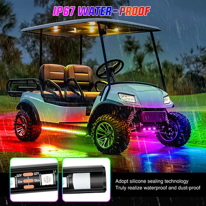 Nilight 6PCS Golf Cart Underbody Light Kit with Canopy Lights Dream Color Multi-Mode Neon Accent Lighting APP Remote Control Sound Active Music Sync IP67 Waterproof 12V-66V for EZGO Yamaha Club Car