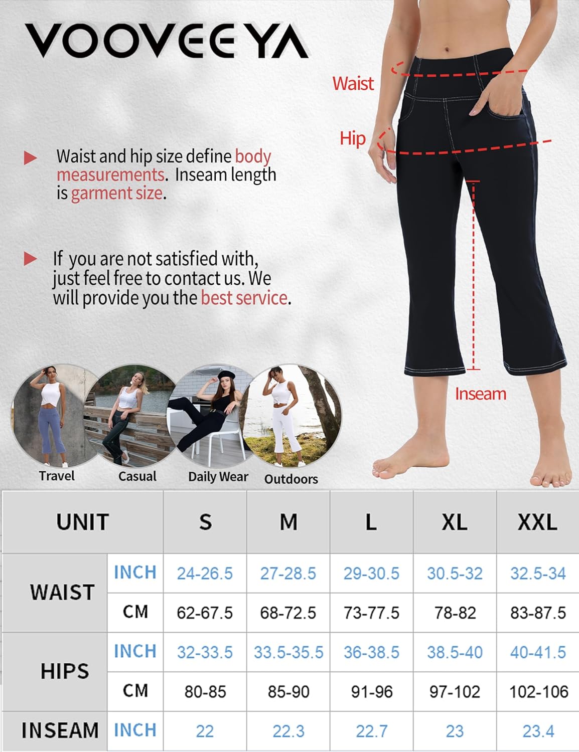 VOOVEEYA Lässige Bootcut Yoga-Hose für Damen, 4 Taschen – Schlagleggings, High Waist, Bauchkontrolle, Bootleg-Arbeitshose