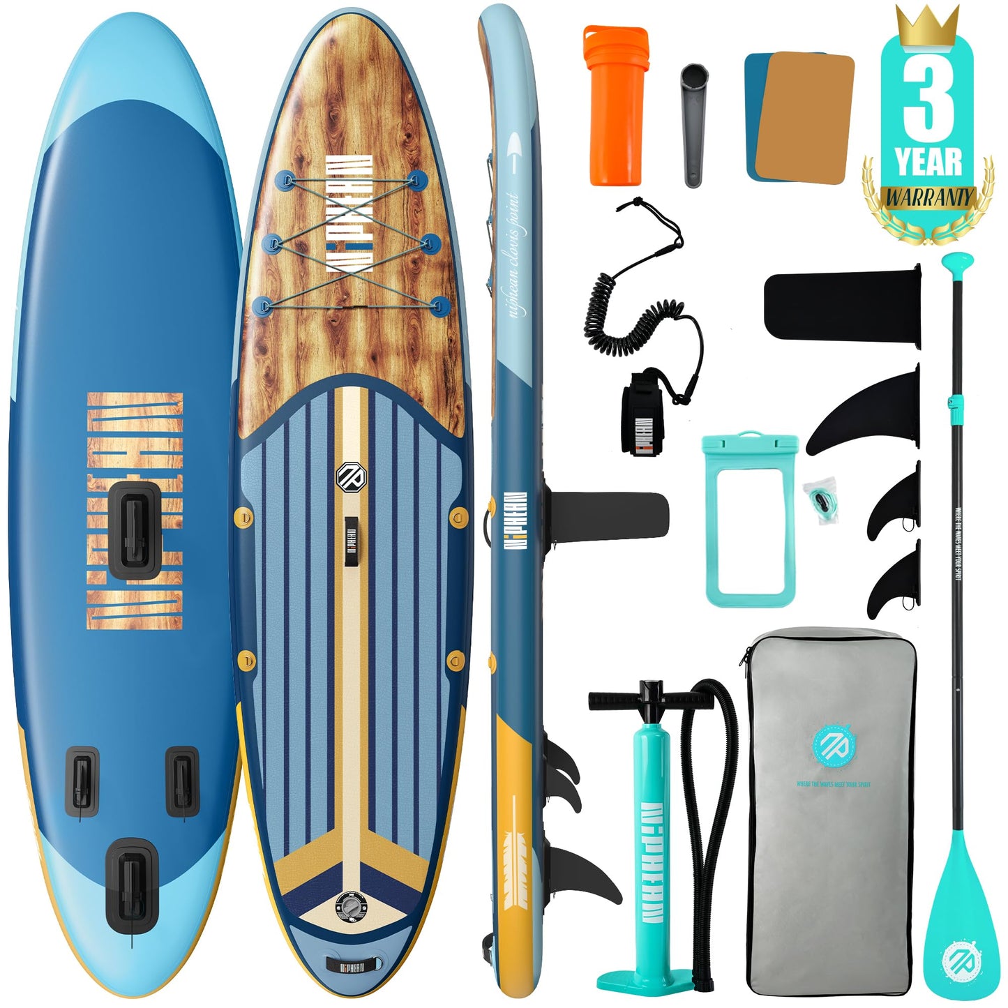 Niphean Inflatable Stand Up Paddle Board with SUP Accessories, Anti-Slip EVA Deck, 10’6’’ Inflatable Paddle Boards for Adults & Youth of All Skill Levels