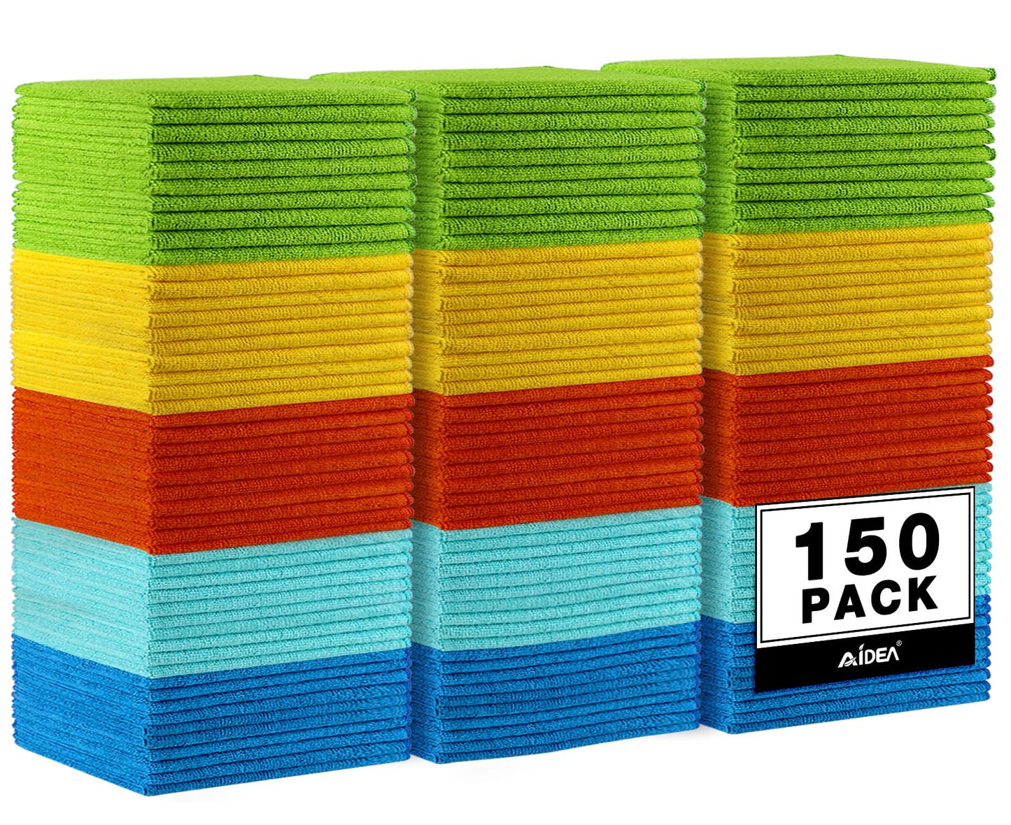 AIDEA Microfiber Cleaning Cloths-50PK, Microfiber Towels for Cars, Premium All-Purpose Car Cloth, Dusting Cleaning Rags, Absorbent Towels for SUVs, House, Kitchen, Window, Gift-12×12"