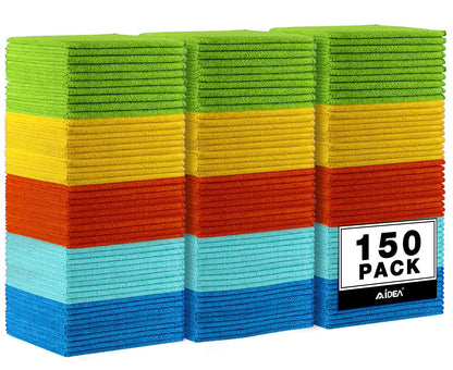 AIDEA Microfiber Cleaning Cloths-50PK, Microfiber Towels for Cars, Premium All-Purpose Car Cloth, Dusting Cleaning Rags, Absorbent Towels for SUVs, House, Kitchen, Window, Gift-12×12"