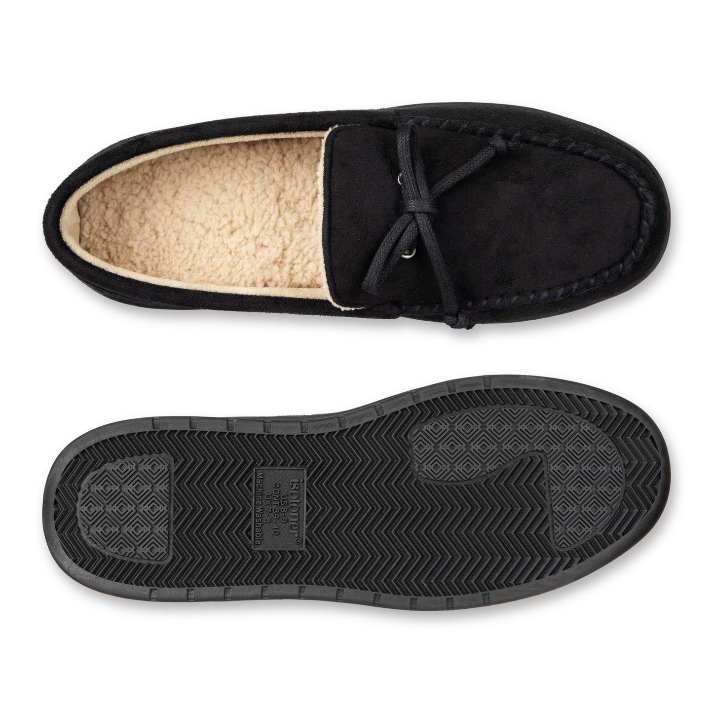 isotoner Men's Slip-on Indoor/Outdoor Microsuede Memory Foam Comfort Moccasin Slippers