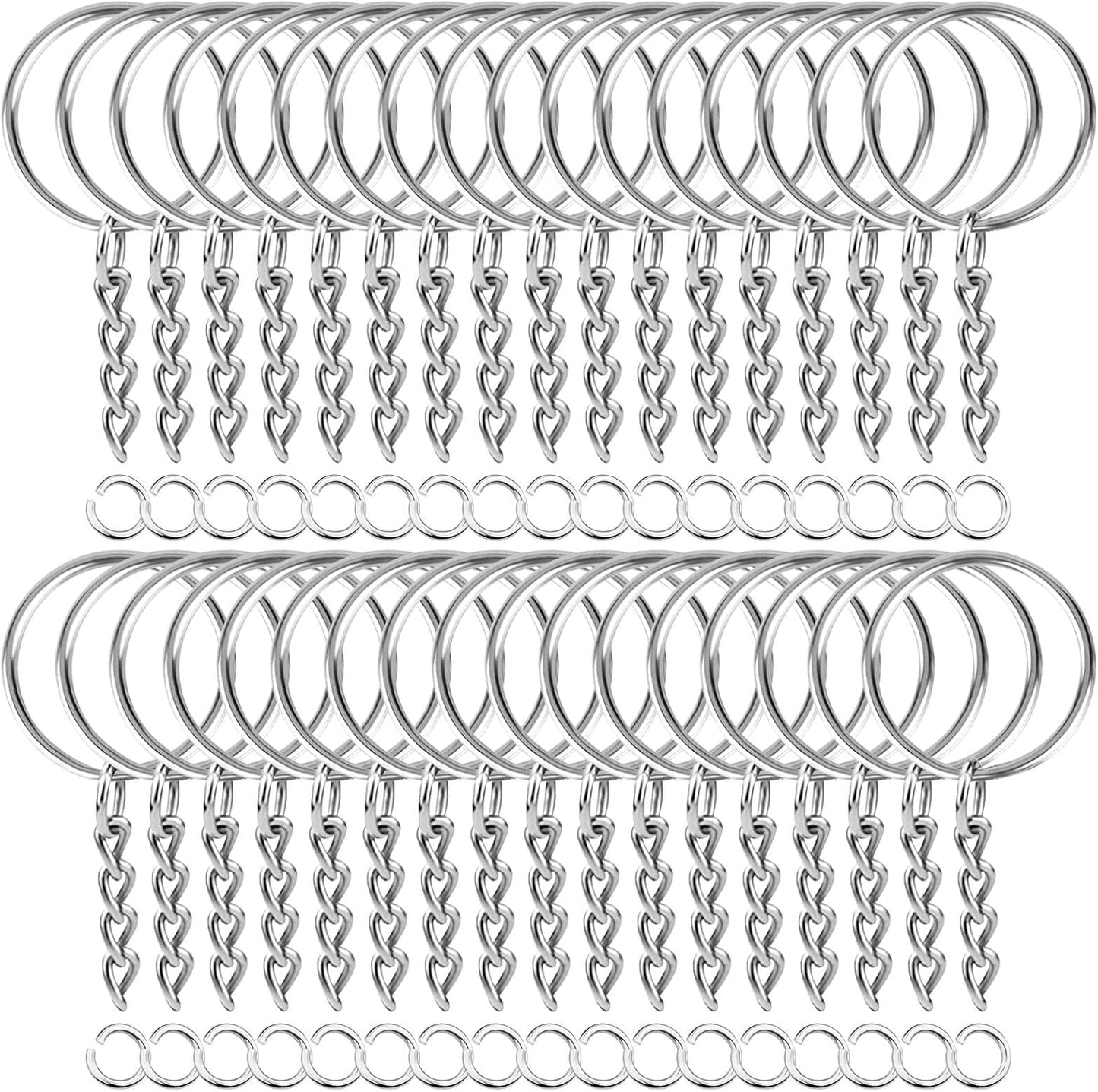 Paxcoo 50Pcs Keychains with Chain and 50 Pcs Jump Rings, Keychain Rings Kit Findings Bulk for Keychain Making Supplie DIY Crafts