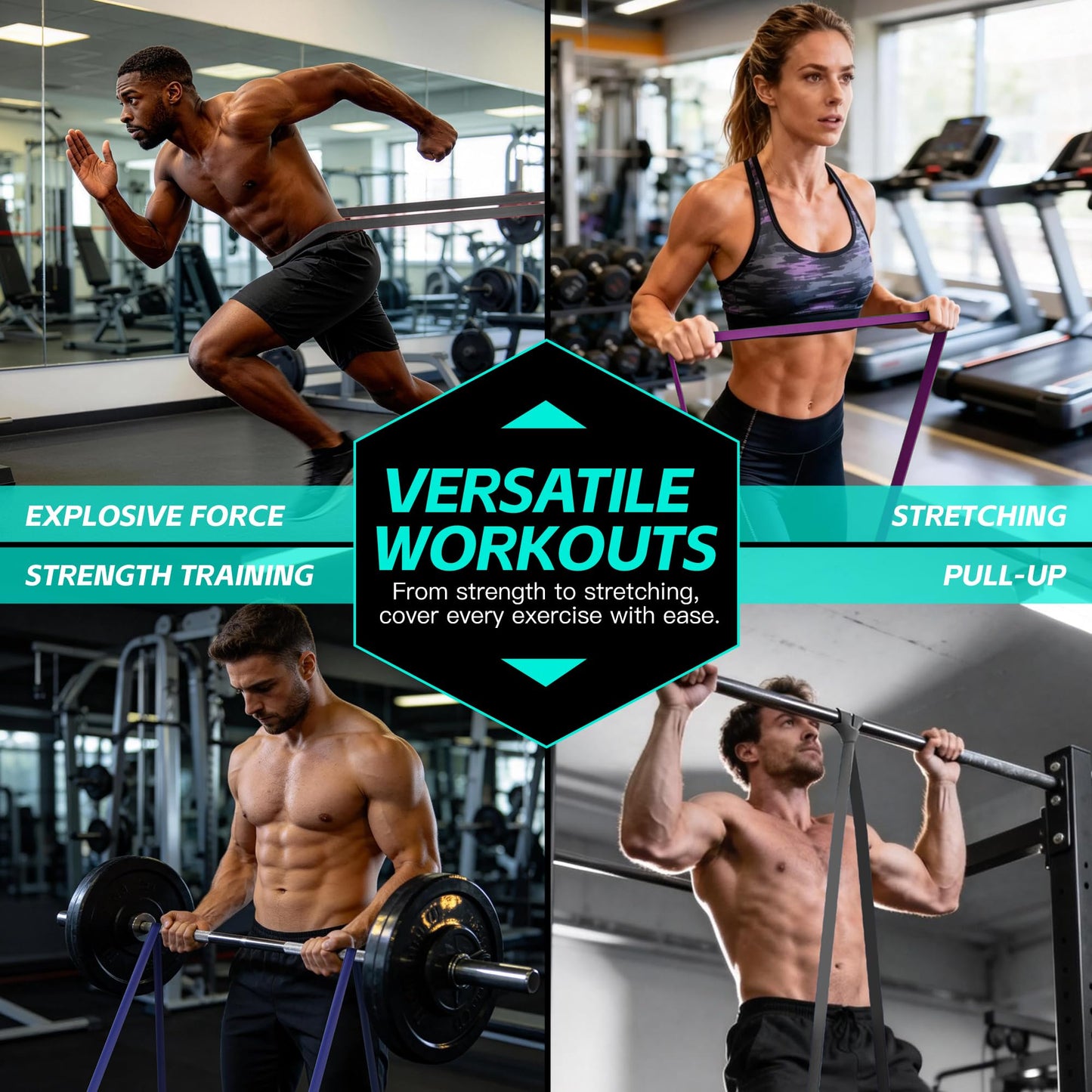 Pull Up Bands, Resistance Bands Set, Exercise Workout Bands for Men & Women, Ideal for Body Stretching, Physical Therapy and Muscle Training
