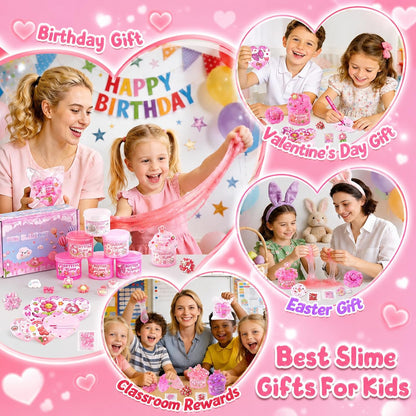 6 Pack Slimes, Pink Slime Kids, Cloud Slime kit for Girls Ages 8-12, Toys for Girls and Boys, for Kids Slime Set Party kit Goodie Bag Stuffers, 4 5 6 7 8 9 10 Year Old Girl Birthday Gift Cute Stuff