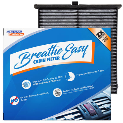 Spearhead Odor Defense Breathe Easy AC & Heater Cabin Filter | Fits Select 2016-2025 Toyota, Lexus, Subaru, 2016-2023 CX-9 Like OEM | Up to 25% Longer Lasting w/Activated Carbon (BE-157)