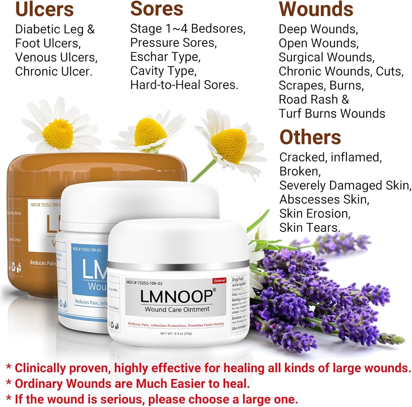 Bed Sore Cream, Wound Healing Ointment Skin Repair Treatment Infection Protection First Aid Ointment for Bedsores & Pressure Sores Diabetic Venous Foot & Leg Ulcer Burns Cuts