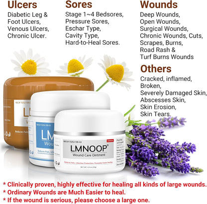 Bed Sore Cream, Wound Healing Ointment Skin Repair Treatment Infection Protection First Aid Ointment for Bedsores & Pressure Sores Diabetic Venous Foot & Leg Ulcer Burns Cuts
