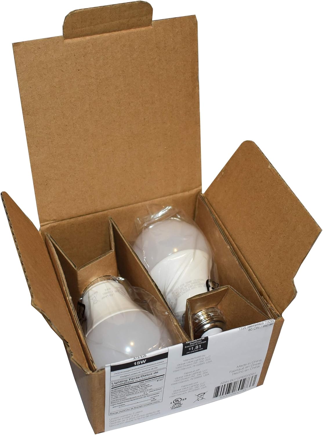 Amazon Basics Soft White LED Light Bulb, A19, 40 Watt Equivalent, Energy Efficient 6W, E26 Standard Base, 2700K, Non-Dimmable, 10,000 Hour Lifetime, 6-Pack