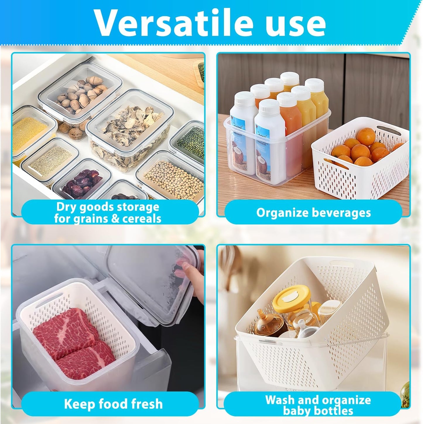 Pure Future 10-teiliges Set (5er-Pack, 1 l) Borosilikatglas-Lebensmittelbehälter mit verbesserten abnehmbaren Verschlussdeckeln – auslaufsichere Essenszubereitungs-Lunchboxen, ofen-/mikrowellengeeignet